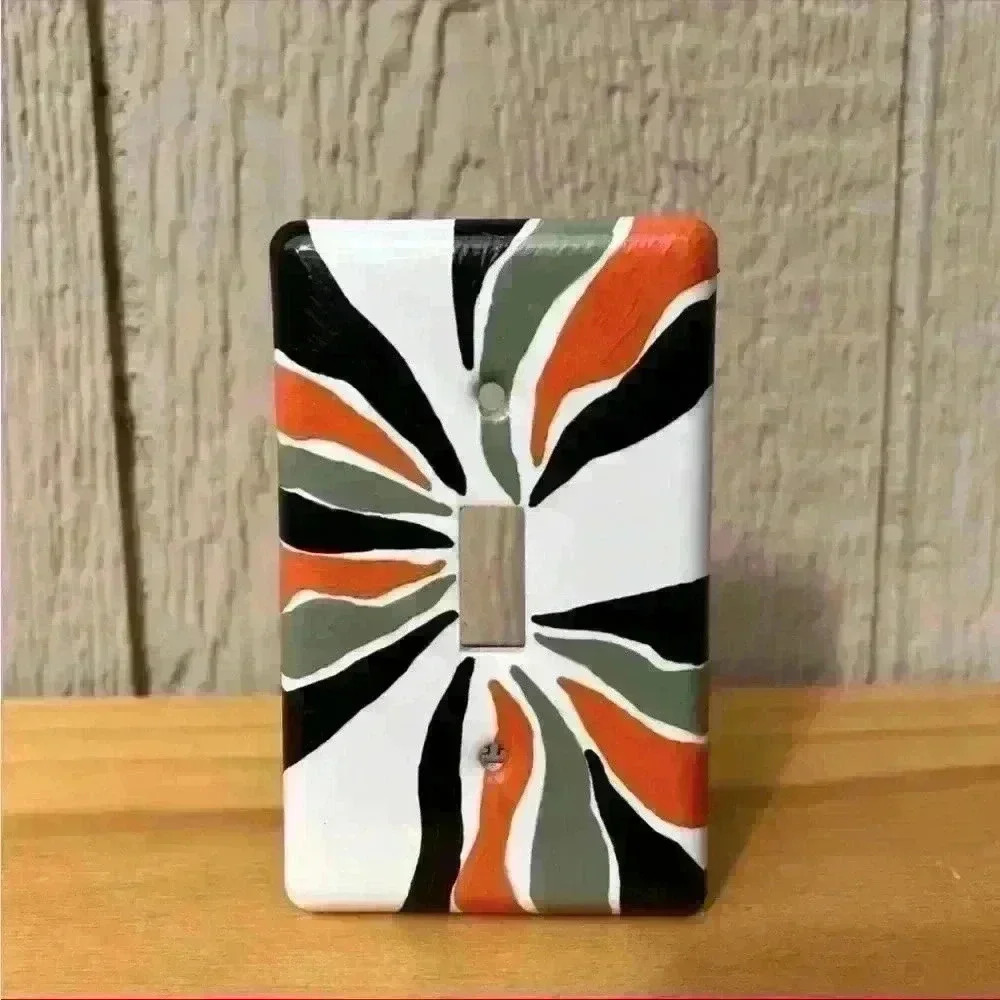 Hand Painted Ceramic Stripes Light Switch Cover Plate